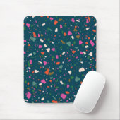 Dunkelblau grün mit rosa Orange Aquamarin Terrazzo Mousepad (Mit Mouse)