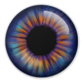 Dunkelblau Grün-orange-gelbe Iris-Augenbraue Keramikknauf (Vorderseite)