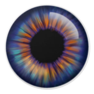 Dunkelblau Grün-orange-gelbe Iris-Augenbraue Keramikknauf