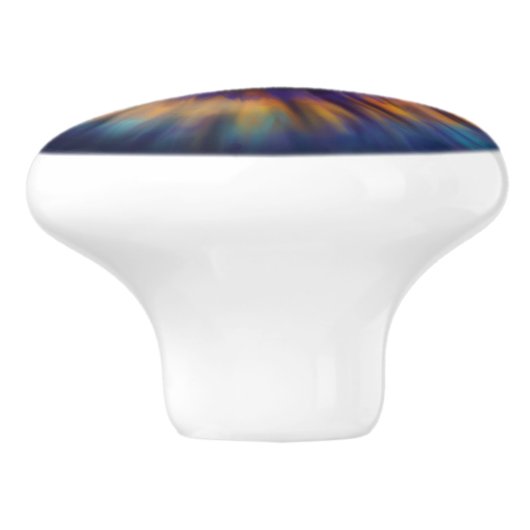 Dunkelblau Grün-orange-gelbe Iris-Augenbraue Keramikknauf (Seitenansicht)