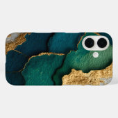 Dunkelblau, Grün und Gold Case-Mate iPhone Hülle (Rückseite (Horizontal))