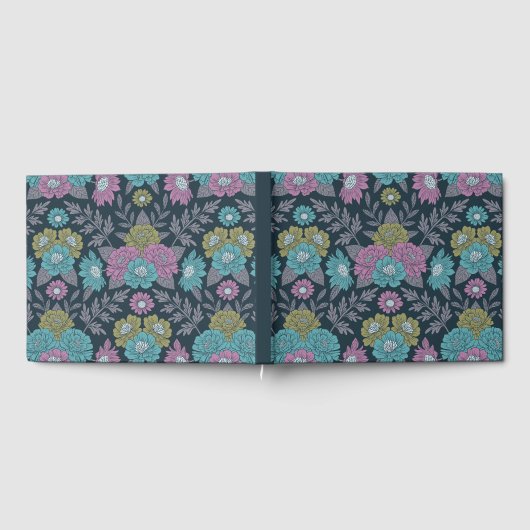 Dunkelblau, grün und Lila Gästebuch (Voll)