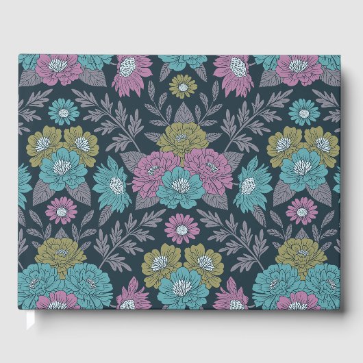 Dunkelblau, grün und Lila Gästebuch (Vorderseite)