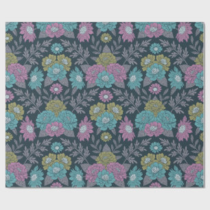 Dunkelblau, grün und Lila Geschenkpapier