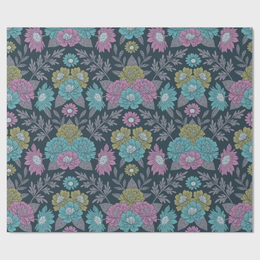 Dunkelblau, grün und Lila Geschenkpapier (Flach)