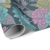 Dunkelblau, grün und Lila Geschenkpapier (Rolleneckpunkt)