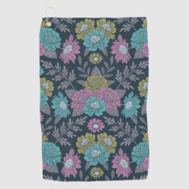 Dunkelblau, grün und Lila Golfhandtuch