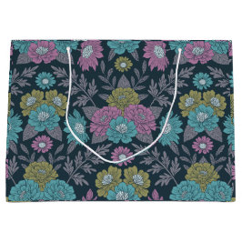 Dunkelblau, grün und Lila Große Geschenktüte