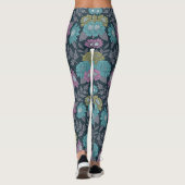 Dunkelblau, grün und Lila Leggings (Rückseite)