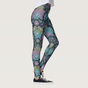 Dunkelblau, grün und Lila Leggings