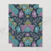 Dunkelblau, grün und Lila Mitteilungskarte (Vorne/Hinten)