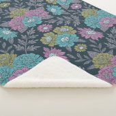 Dunkelblau, grün und Lila Sherpadecke (3/4)