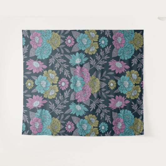 Dunkelblau, grün und Lila Wandteppich (Vorderseite (Horizontal))