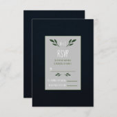 Dunkelblau & grüne Blätter Grüne Rustikale UAWG RSVP Karte (Vorne/Hinten)