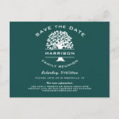 Dunkelblau-grüne Wiedersehen Save the Date Ankündigungspostkarte (Vorderseite)