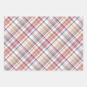 Dunkelblau hellblau Korallenrot Rosa Kariert Geschenkpapier Set (Vorderseite 2)