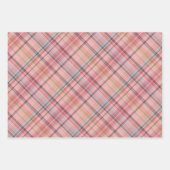 Dunkelblau hellblau Korallenrot Rosa Kariert Geschenkpapier Set (Vorderseite)