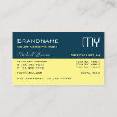 Dunkelblau hellgelb mit Initialen Beruflich Visitenkarte (Rückseite)