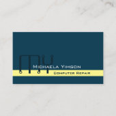 Dunkelblau hellgelb mit Monogramm und Foto Visitenkarte (Vorderseite)