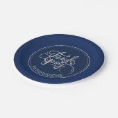 Dunkelblau Hintergrund Silver Glitzer-Erntedank Pappteller (Schrägansicht)