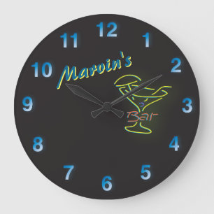 Dunkelblau 🍻 🕰 Imitats Neon Signieren Custom Man Große Wanduhr