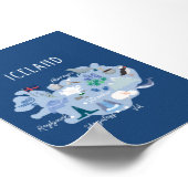 Dunkelblau-Island-Reisekarte Poster (Ecke)
