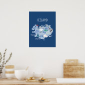 Dunkelblau-Island-Reisekarte Poster (Küche)