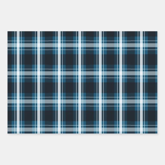 Dunkelblau Kariert Geschenkpapier Set (Vorderseite 3)