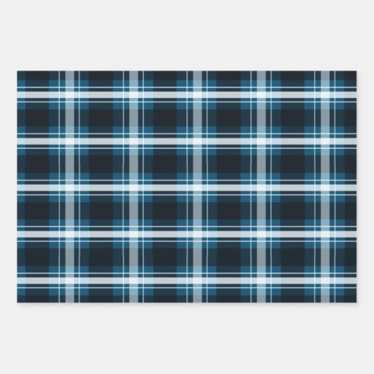 Dunkelblau Kariert Geschenkpapier Set (Vorderseite)