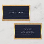 Dunkelblau kariert | Gold Frame Metallic Visitenkarte (Vorne/Hinten)