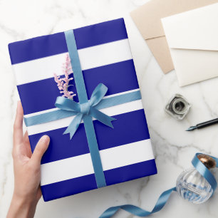 Dunkelblau, klassisch, horizontal gestreift geschenkpapier