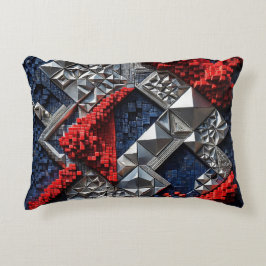 Dunkelblau Lebhaft Rot Silber Mikro-Mosaik 3D  Dekokissen