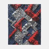 Dunkelblau Lebhaft Rot Silber Mikro-Mosaik 3D Fleecedecke (Vorderseite)