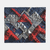 Dunkelblau Lebhaft Rot Silber Mikro-Mosaik 3D Fleecedecke (Vorderseite (Horizontal))