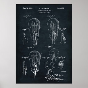 Dunkelblau   Light Bulb Patent Poster