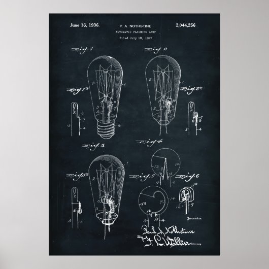 Dunkelblau | Light Bulb Patent Poster (Vorne)