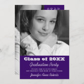 Dunkelblau Lila Abschluss Einladung Son oder Tocht (Vorne/Hinten)