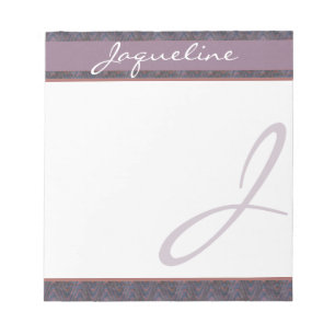 Dunkelblau-Mauve-Rost-Monogramm Notizblock