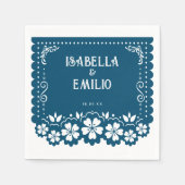 Dunkelblau | Mexican Papel Picado Wedding Serviette (Vorderseite)