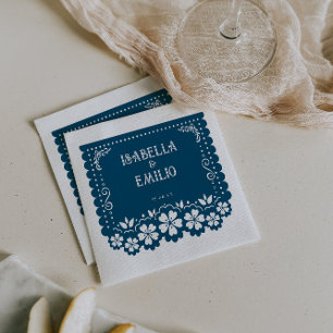 Dunkelblau   Mexikanische Papel-Picado-Hochzeit Serviette
