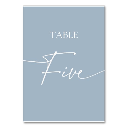 Dunkelblau minimalistisch eleganter Tisch fünf Tischnummer (Rückseite)