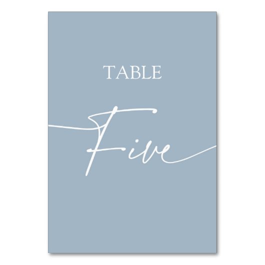 Dunkelblau minimalistisch eleganter Tisch fünf Tischnummer (Vorderseite)