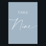 Dunkelblau-minimalistischer eleganter Tisch neun Tischnummer<br><div class="desc">Dusty blau minimalistisch elegant Tisch neun Tischnummern Matching Artikel verfügbar.</div>