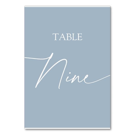 Dunkelblau-minimalistischer eleganter Tisch neun Tischnummer (Rückseite)