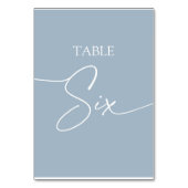 Dunkelblau-minimalistischer eleganter Tisch sechs Tischnummer (Rückseite)