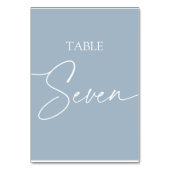 Dunkelblau-minimalistischer eleganter Tisch sieben Tischnummer (Rückseite)