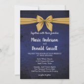 Dunkelblau mit Gold Bow Hochzeitseinladung Save The Date (Vorderseite)