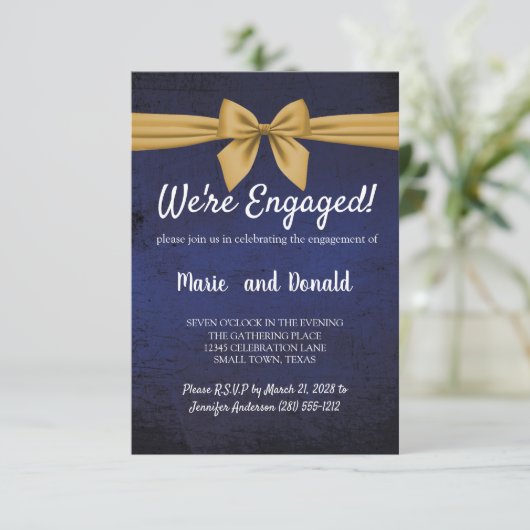 Dunkelblau mit Gold-Engagement-Partei (Stehend Vorderseite)