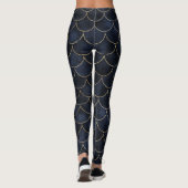 Dunkelblau mit Goldskala Personalisierte Meerjungf Leggings (Rückseite)