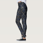 Dunkelblau mit Goldskala Personalisierte Meerjungf Leggings (Links)
